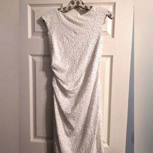David Meister Womens Dress White Size 2 Sequin Keyhole Cutout Back Zip cocktail